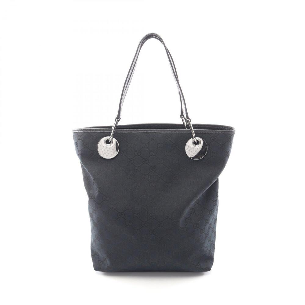 Gucci GG Canvas Tote Bag Leather Black